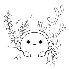 Obraz premium Axolotl Habitat Coloring Page Outline For Environmental Education