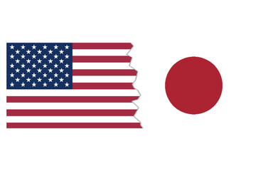 USA japan conflict concept stock image, USA japan breakup, usa japan map break