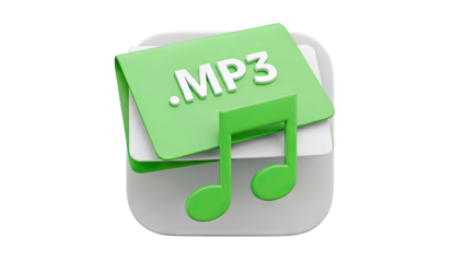 3D MP3 File Icon with Musical Note