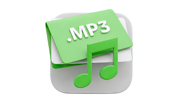 3D MP3 File Icon with Musical Note