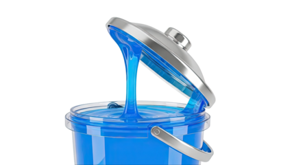 Blue Gel Oozing from Opened Bucket