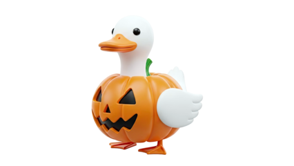 Cute Duck Character with Pumpkin Body - Halloween Theme
