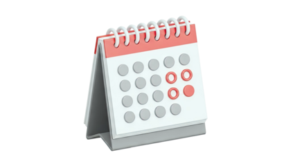 Desk Calendar with Red Markers