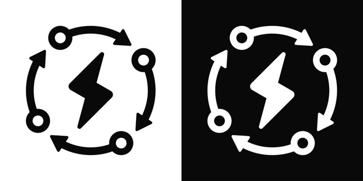 Renewable Energy Icon White And Black Background Style