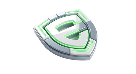 Futuristic Cyber Shield Letter E Logo 3D Design