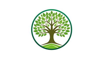 Obraz premium A green tree logo on a white background