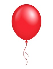 A large, shiny red balloon with a twisted red ribbon