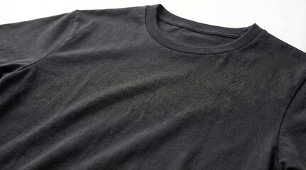 Close Up Macro Texture of Black Cotton T-Shirt Fabric