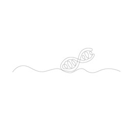 Naklejka premium DNA image one continuous line. Linear structure symbol of genome. Vector illustration of body anatomy. Vector illustration isolated on white background.