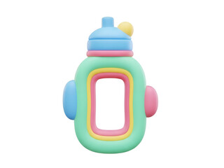 Fototapeta premium 3D rendering of a colorful stylized baby bottle on a white background