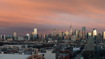 nyc skyline at sunset