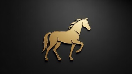 Fototapeta premium A golden horse icon on a black background.
