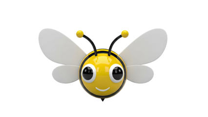 3D Cartoon Bee with White Wings and Big Eyes