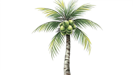 Obraz premium Tropical Palm Tree Illustration Isolated on a white background