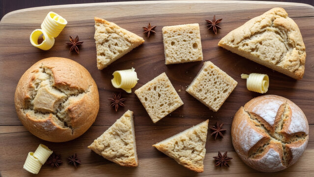 Traditional Sopa Paraguaya Assortment Rustic Flat Lay with Herbs