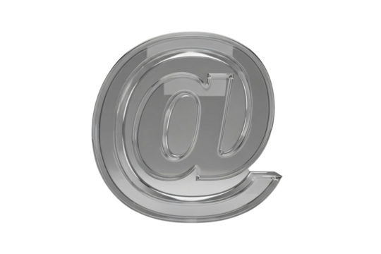Silver email symbol isolated on transparent background - Powered by Adobe