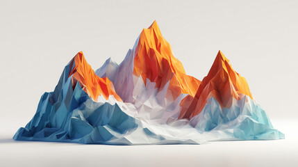 Stylized geometric mountain scene