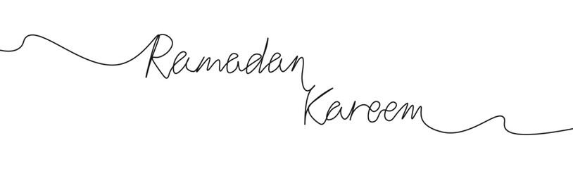 Obraz premium Hand draw doodle ramadan kareem greeting card continuous line illustration