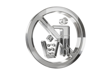 Silver 'no welding' sign isolated on transparent background