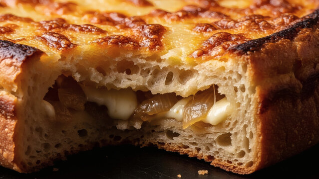 Sopa Paraguaya Cornbread Macro Detail With Melted Cheese And Golden Crust