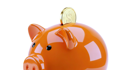 Orange Piggy Bank with Gold Dollar Coin