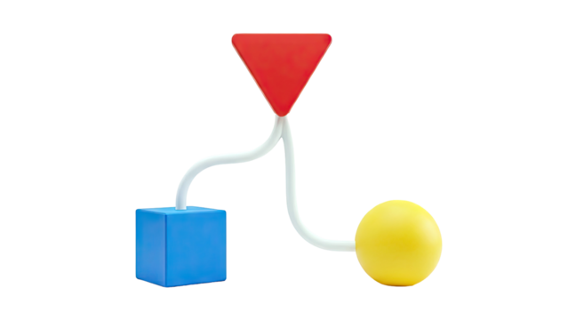 Abstract Geometric Sculpture with Primary Colors - Powered by Adobe