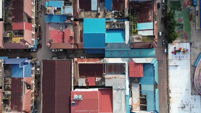 Views of dense metropolitan cities  from high altitudes on urban patterns and daily routes
