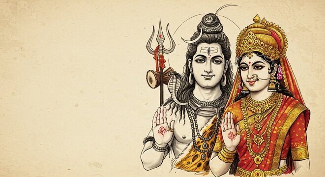 Lord Shiva Parvati Family Portrait Divine Hindu Gods Goddess Art Mahashivratri Wallpaper