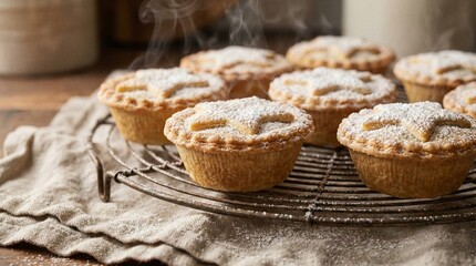 Freshly Baked Mince Pies Cooling on Rack