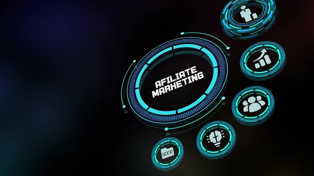 Affiliate Marketing Strategy and Digital Referral Program Icon for Online Business Partnership and Passive Income Growth.