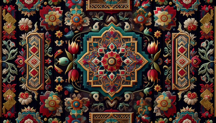 Naklejka premium A Turkish embroidery pattern seamless design, Ai generated image