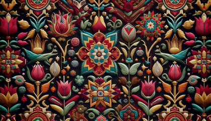 A Turkish embroidery pattern seamless design, Ai generated image