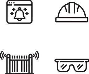 Construction Safety Icons Set Including Hard Hat Safety Glasses Alarm Notification
