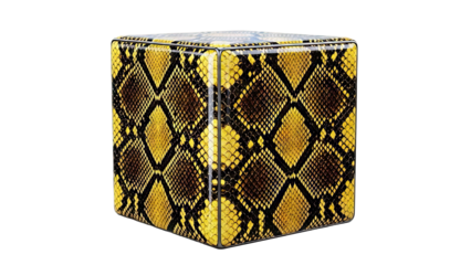 Cube with Yellow and Black Python Skin Pattern