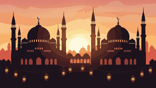 A serene mosque silhouette at sunset (1)