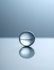 A crystal sphere, perfectly reflective, sits on a smooth surface