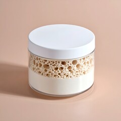 Jar with white lid showcasing a bubbly fermented substance