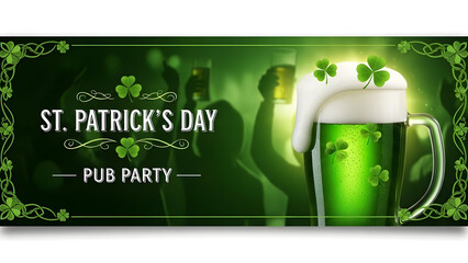 St. Patrick's Day pub party with green beer and shamrocks