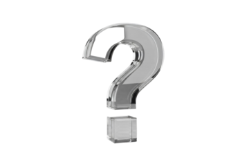 Silver question mark isolated on transparent background