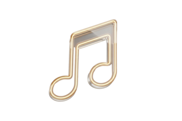 Golden musical note symbol isolated on transparent background