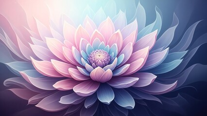 Beautiful digital illustration of a lotus flower showcasing intricate pastel pink and blue petals in a serene and elegant floral design.