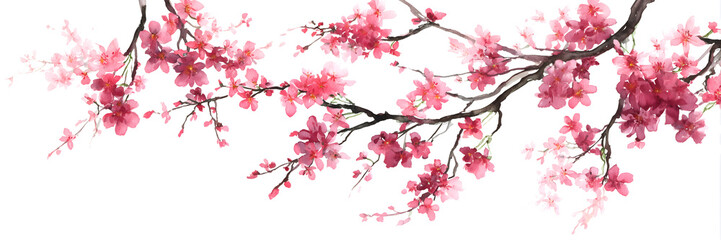 Fototapeta premium Elegant Cherry Blossom Watercolor - Spring Botanical Elements for Wedding and Greeting Designs