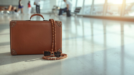 Ramadan travel mudik concept with suitcase and copy space for holiday promotion