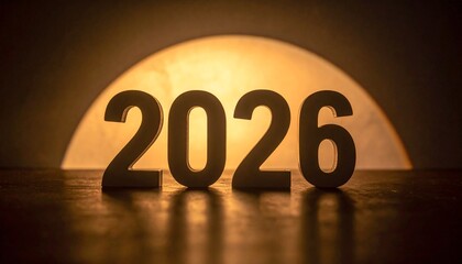 Illuminated 2026 Year Numbers Against a Glowing Background, Future Concept.