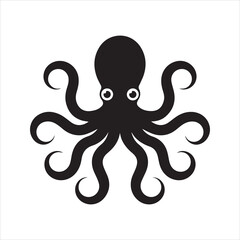 Naklejka premium Octopus Silhouette Icon – Marine Animal Vector Illustration
