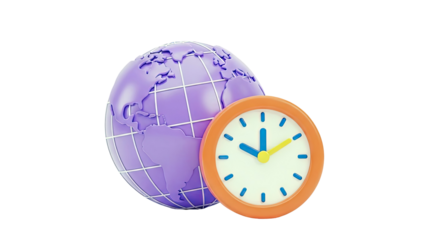 Globe and Clock Illustration