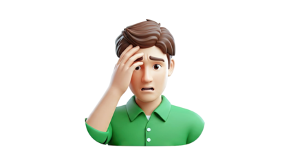 3D Cartoon Man Expressing Distress or Frustration