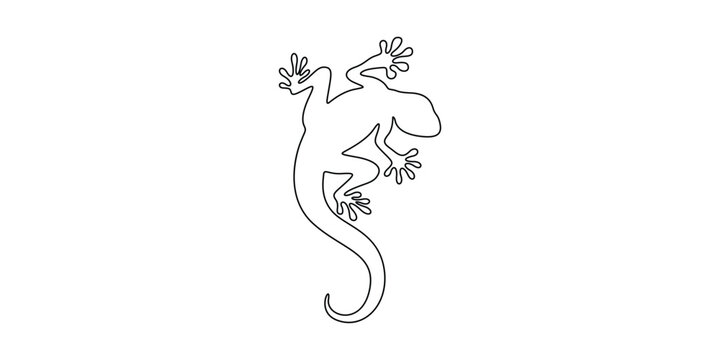 Minimalist single continuous black outline of a gecko or lizard vector illustration