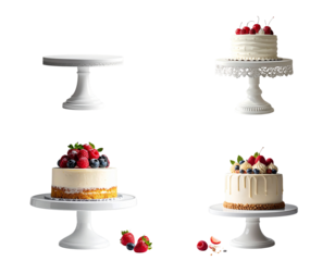 White cake stand, pedestal, dessert display, studio shot, bakery