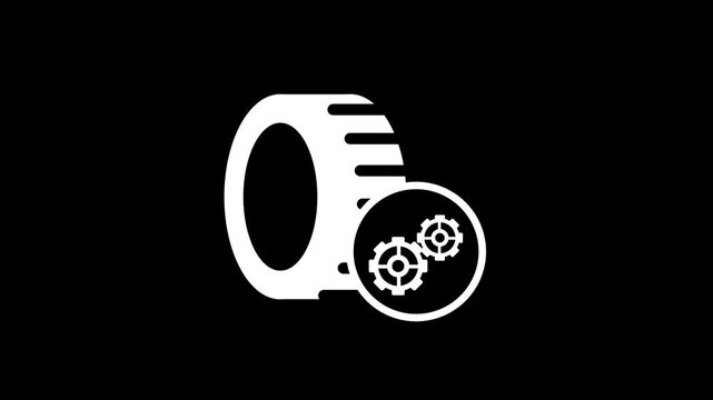 A white car tire icon is shown with small interlocking gears inside it to represent the mechanical relationship between wheels and the drivetrain
